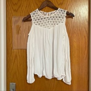 White Lace Cold Shoulder Top